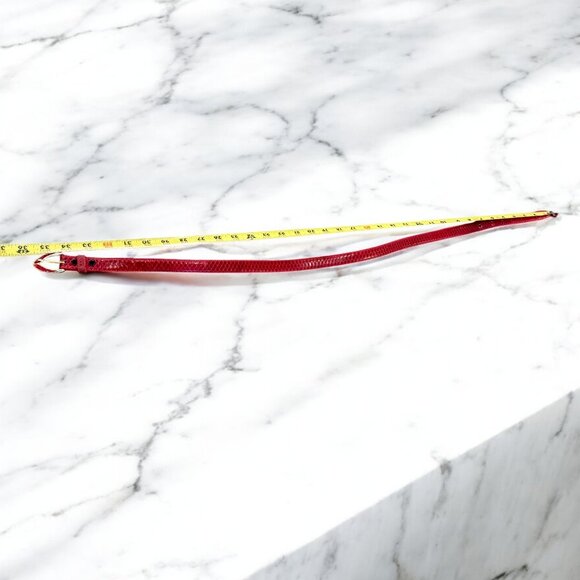 Vintage Genuine Snake Skin Red Leather Belt Size Medium - Picture 7 of 9